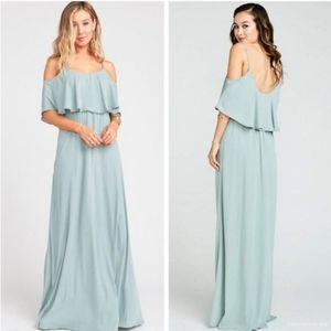 Show Me Your Mumu Caitlin Ruffle Dress Silver Sage Sz M